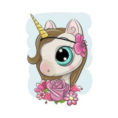 Алмазная мозаика Единорожек в цветах, ТМ Цветной 20x30 см.