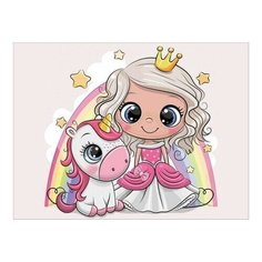 Алмазная мозаика Принцесса и единорожек, ТМ Цветной 30x40 см.