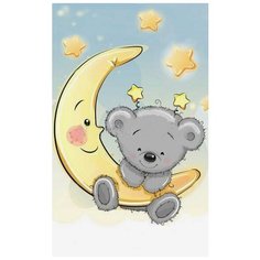 Алмазная мозаика Мишутка на луне (На подрамнике), ТМ Цветной 20x30 см.