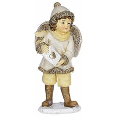 Новогодняя фигурка мальчуган-ангелочек с конвертом, полистоун, кремовый, 9.5х7.5х16.5 см, Edelman 1082126-мальчик