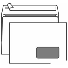 Конверт почтовый C5 KurtStrip (162х229, 80г, стрип) белый, прав. окно, 1000шт. (70404) Курт