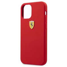 Ferrari для iPhone 12 mini (5.4) чехол On- Track Liquid silicone with metal logo Hard Red