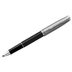 Ручки- роллеры подарочные Ручка- роллер Parker "Sonnet Sand Blasted Metal&Black Lacquer" черная, 0,8мм, подар. уп.