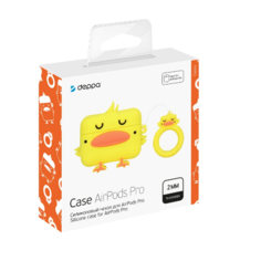 Чехол силиконовый Funny Animals Deppa для наушников Apple AirPods желтый арт.47304