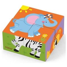 VIGA Кубики Дикие животные 4 шт.