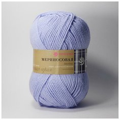 Пряжа Пехорка Мериносовая 177 голубое небо 50% мериносовая шерсть, 50% акрил 100г 200м 5 шт