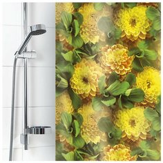 1577-1 Штора для ванной комнаты 180х180см Георгины полиэстер Вилина