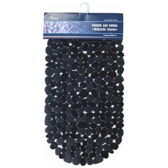 6805 Коврик с присосками для ванны "Морская галька" 36х69 см чёрный Вилина