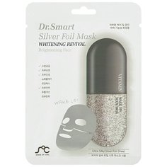 Rainbowbeauty тканевая маска для ровного цвета лица и молодости кожи Dr.Smart Silver Foil Mask Whitening Revival Brightening Face Mask, 25 мл