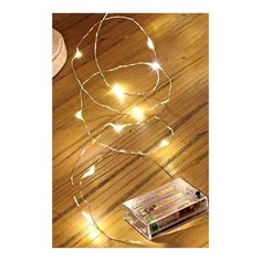 Гирлянда светлячки, 10 тёплых белых mini LED- огней, 1 м, серебристый провод, батарейки, Koopman International AX9702000