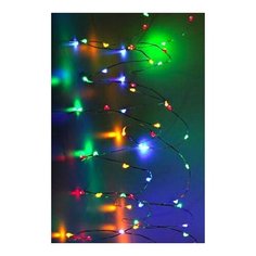 Гирлянда светлячки, 100 разноцветных mini LED- огней, 5 м, серебристый провод, таймер, батарейки, Koopman International A