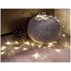 Гирлянда капельки света, 80 тёплых белых LED- огней, 8+0.3 м, провод прозрачный, батарейки, Koopman International AXS0006