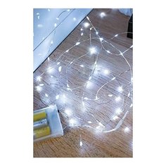Гирлянда светлячки, 100 холодных белых mini LED- ламп, 5 м, серебристый провод, батарейки, Koopman International AX870104