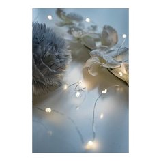 Гирлянда сияющие капли- макси, 10 тёплых белых мини LED (крупные диоды), 1 м, серебряная проволока, батарейки, Koopman In