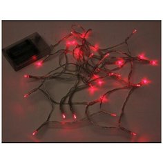 Гирлянда капельки света, 50 красных LED- огней, 5+0.3 м, прозрачный провод, батарейки, Koopman International AXS300360- к