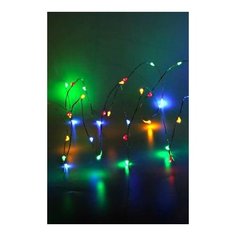 Гирлянда светлячки, 10 разноцветных mini LED- огней, 1 м, серебристый провод, батарейки, Koopman International AX9703000