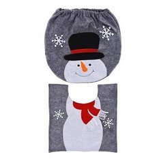 Декоративный комплект для туалета новогодняя улыбка - снеговик (коврик+чехол на крышку), текстиль, Koopman International