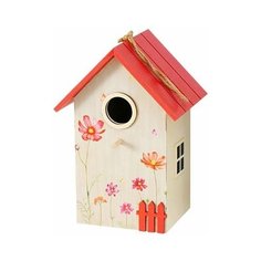Скворечник декоративный домик С космеями фанерный, светло-розовый, 22 см, Boltze 1020841-розовый