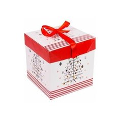 Коробка для подарков CHRISTMAS CHARM (с ёлкой), бело-красная гамма, 16.5 см, Due Esse Christmas FB6-1925-1