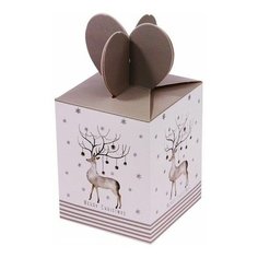 Подарочная коробка CHRISTMAS CHARM (с оленем), бело-серебряная гамма, 10х10х12.5 см, Due Esse Christmas CB4-1923-2