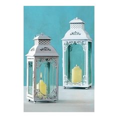 Подсвечники-фонари мирджи, металл, белые, 34х14 см и 49х19 см, Boltze 2011164-boltze