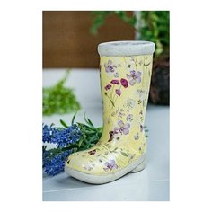 Декоративное кашпо-сапог VILLAGE FLOWERS малое, жёлтый, терракотовое, 16 см, Kaemingk 802596-желтый