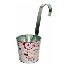Подвесное кашпо-ведёрко для балкона VILLAGE FLOWERS, цинковое, 17х13х14 см, Kaemingk 802399