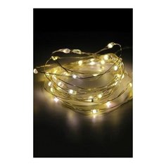 Гирлянда сияющие капли- макси, 40 тёплых белых мини LED (крупные диоды), 4 м, серебряная проволока, батарейки, Koopman In