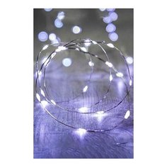 Гирлянда светлячки, 20 холодных белых mini LED- огней, 1 м, серебристый провод, батарейки, Koopman International AX970101
