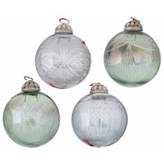 Набор коллекционных ёлочных шаров ледяной хрусталь, стекло, 10 см, упаковка 4 шт., Boltze 2004352-набор