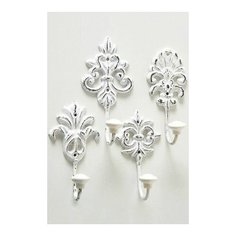 Металлические крючки для одежды винтажные узоры, белые, 17 см (4 шт.), Boltze 2001177-набор