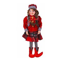 Новогодняя кукла эльф клетчатого настроения (Девочка), 43 см, Due Esse Christmas N.XL2018043-девочка