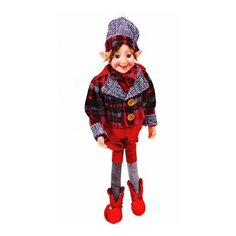 Новогодняя кукла эльф клетчатого настроения (Мальчик), 43 см, Due Esse Christmas N.XL2018043-мальчик