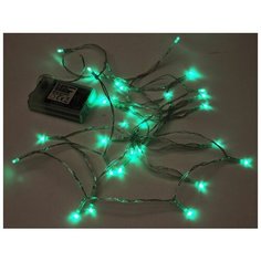 Светодиодная гирлянда разноцветная капель, 30 зеленых LED ламп, 3+0,3 м, прозрачный провод, батарейки, Koopman Internati