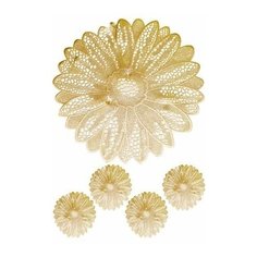 Сервировочные салфетки под горячее кружевные маргаритки, PVC, золотистые, 39 см (4 шт.), Boltze 2009504-boltze