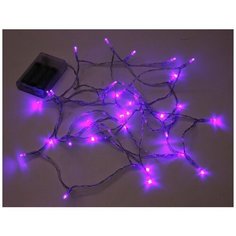 Гирлянда капельки света, 50 фиолетовых LED- огней, 5+0.3 м, прозрачный провод, батарейки, Koopman International AXS300360
