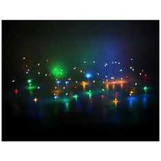 Гирлянда светлячки, 160 разноцветных mini LED- огней, 8 м, серебристый провод, контроллер, таймер, батарейки, уличная, Ko Koopman International