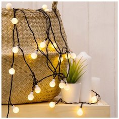 Гирлянда Luazon Lighting Decor Шарики, 500 см, 30 ламп, теплый белый/черный провод