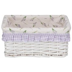 Корзина для белья Natural House "Лаванда", прямоугольная, цвет: белый, 34 х 25 х 15 см