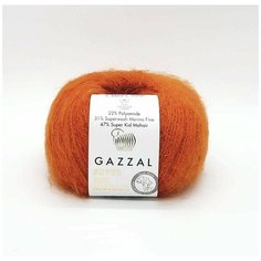 Пряжа Gazzal Super Kid Mohair (Супер Кид Мохер) 64429 оранжевый 31% шерсть мериноса, 47% супер кид мохер, 22% полиамид 25г 237м 6шт