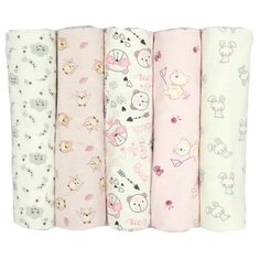 Многоразовые пеленки Forest kids фланель 90х90 для девочки 5 шт.