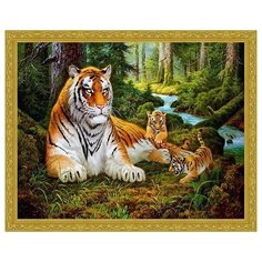 Алмазная мозаика Тигриная семья, PaintBoy 40x50 см.