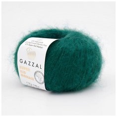 Пряжа Gazzal Super Kid Mohair (Супер Кид Мохер) 64418 зеленый 31% шерсть мериноса, 47% супер кид мохер, 22% полиамид 25г 237м 6шт