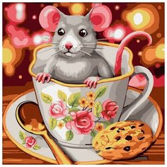 Картина по номерам Мышка в чашке, 20x20 см. Molly