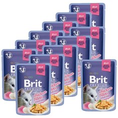 Влажный корм для кошек Brit Premium, беззерновой, с куриным филе 12 шт. х 85 г (кусочки в желе) Brit*