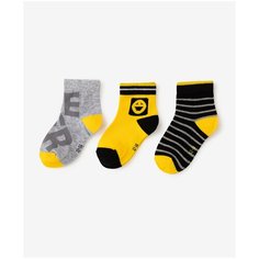 Носки Gulliver Baby комплект из 3 пар, размер 12-14, желтый/черный/серый