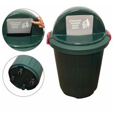 Контейнер для мусора 105л Элластик- Пласт, пластик зеленый, с крышкой, на колесах