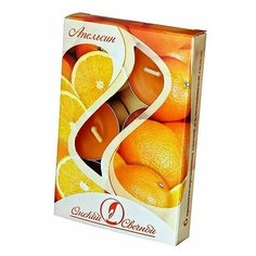 Набор ароматических свечей апельсин, 3.8х1.6 см (упаковка 6 шт.), Омский Свечной 001807-свеча