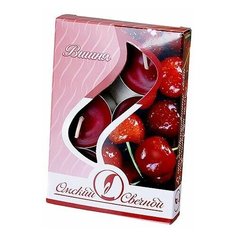 Набор ароматических свечей вишня, 3.8х1.6 см (упаковка 6 шт.), Омский Свечной 001822-свеча