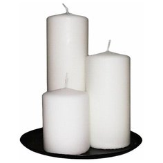 Набор свечей столбиков с подсвечником, белые, 18.3 см (3 шт.), Омский Свечной 6102-свеча